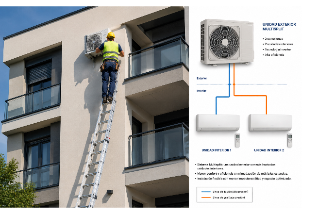 Tecnico instalando un Multi Split