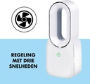 Lifetime Air Bladeloze Ventilator - Stille Ventilator Met Drie Snelheden - Draadloze Bureau Ventilator - Tafel Ventilator Met LED Mood Light - USB-C O