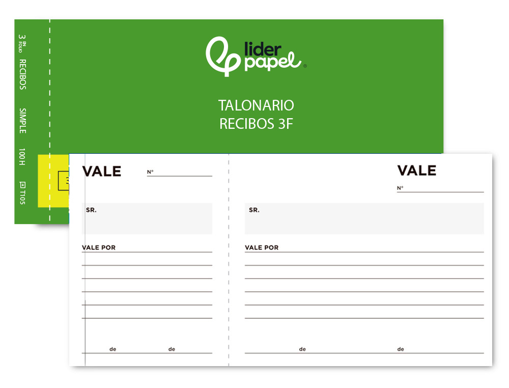 [T104] Talonario Liderpapel Vales Tres en Folio T104