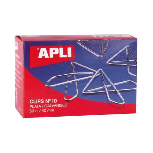 Clips Mariposa APLI Nº10 Plateados 40 mm Caja 50 Unidades