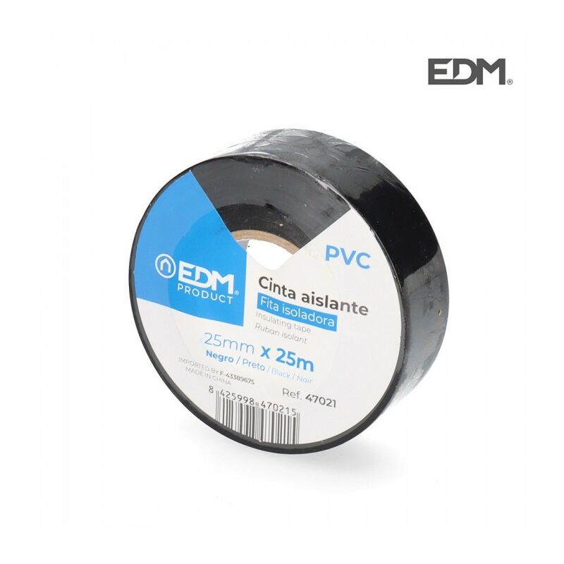 CINTA AISLANTE CALIDAD "SUPRA" NEGRA 25 mm x 25 m Edm