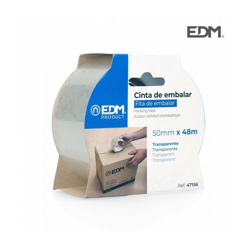 CINTA DE EMBALAR TRANSPARENTE 48 MICRAS 50 mm x 48 m EDM