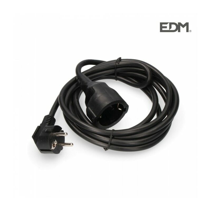 PROLONGADOR CON 1 TOMA 2P+T 16A 250V~ 3 m DE CABLE H05VV-F 3G1,5mm², NEGRO