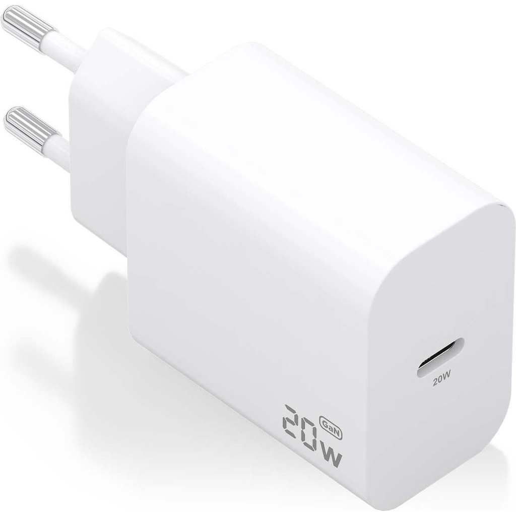 [A110-0938] Cargador de Pared GaN Aisens A110-0938/ 1xUSB Tipo-C/ 20W/ Blanco