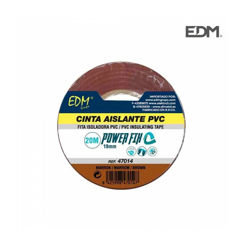 EDM CINTA AISLANTE CALIDAD "SUPRA" MARRON 19 mm x 20 m