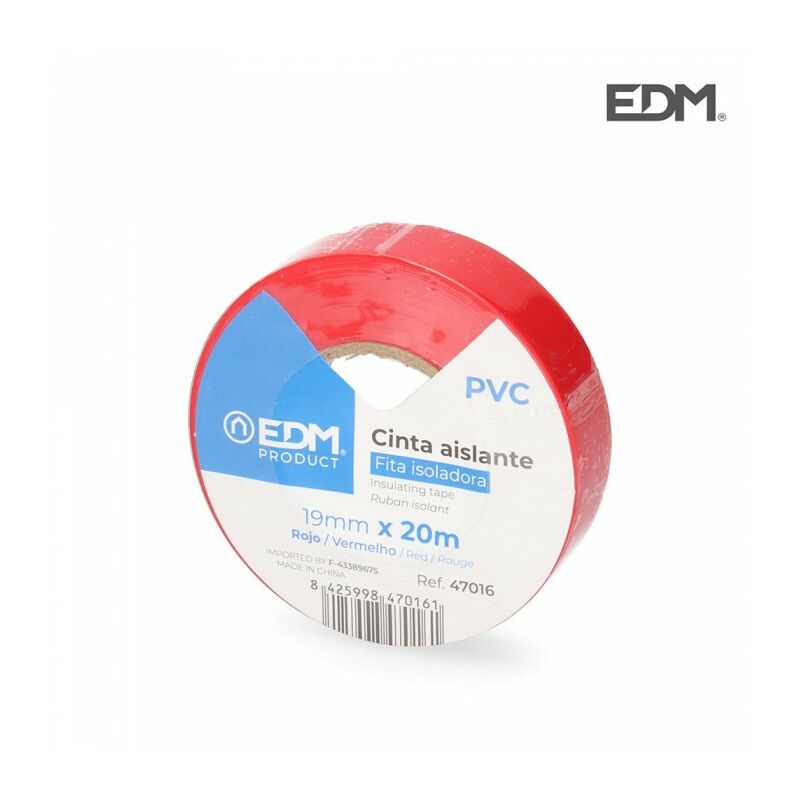 [47016] EDM CINTA AISLANTE CALIDAD "SUPRA" ROJA 19 mm x 20 m