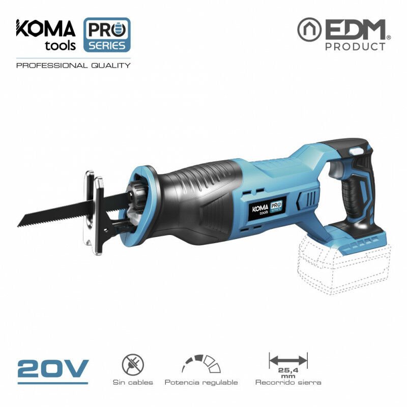 KOMA TOOLS SIERRA DE SABLE 20 V SIN BATERÍA NI CARGADOR 8,5 x 44 x 15,5 cm