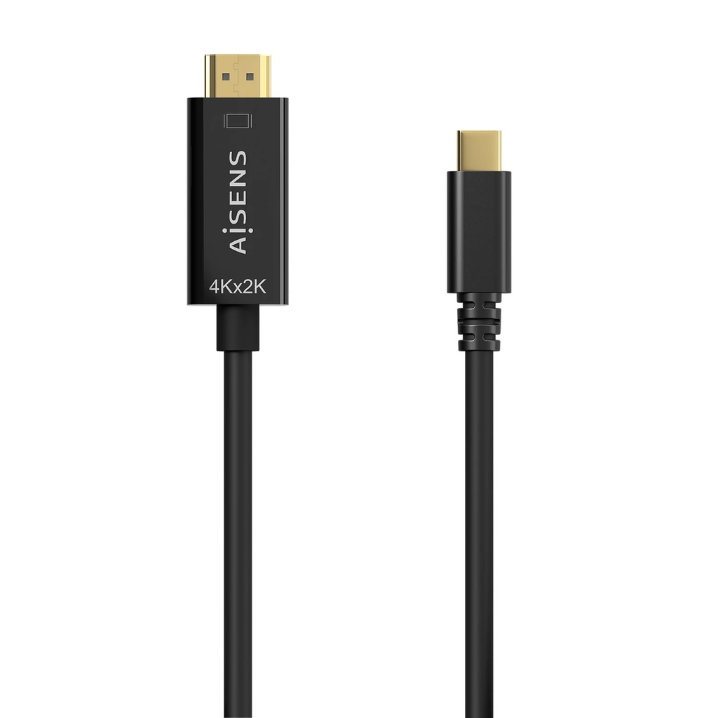 [A109-0624] Cable Conversor HDMI 4K Aisens A109-0624/ USB Tipo-C Macho - HDMI Macho/ Hasta 27W/ 1250Mbps/ 1.8m/ Negro