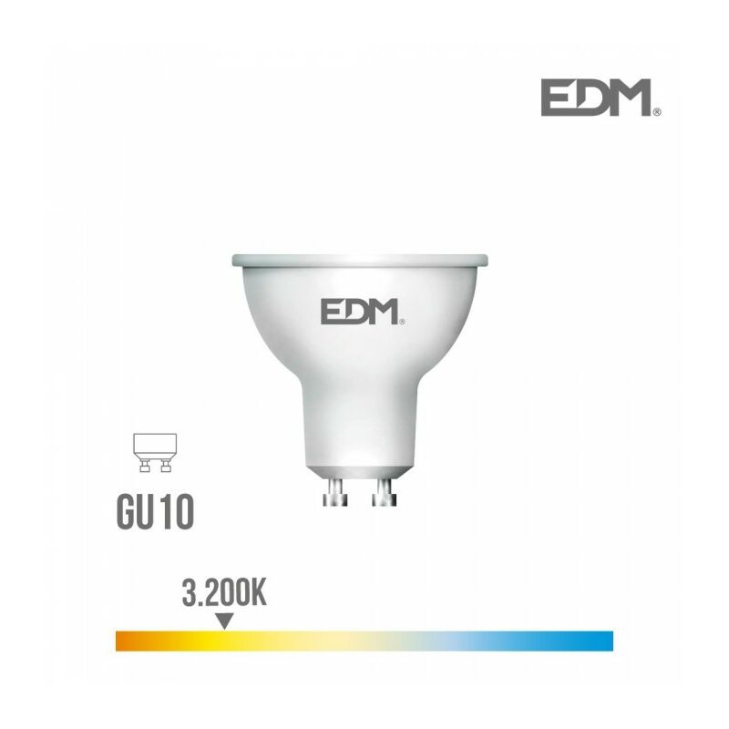 BOMBILLA DICROICA LED GU10 7 w 600 lm 3200 k LUZ CALIDA 120° Ø5 x 5,5 cm