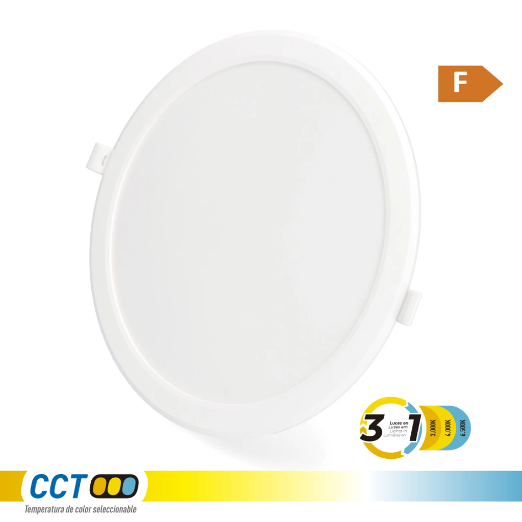 [31058] DOWNLIGHT LED EMPOTRABLE, REDONDO, 18 W, 3CCT, 1820 lm, MARCO BLANCO, Ø22,3 cm