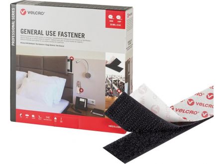 VELCRO CINTA DE GANCHO Y BUCLE ADHESIVA NEGRA 20 mm x 5 m