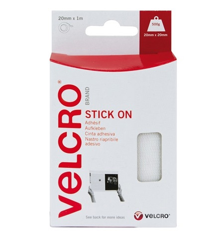 Velcro Cinta Adhesiva de Cierre de Contacto Blanca (20 mm x 1 m) - Uso General