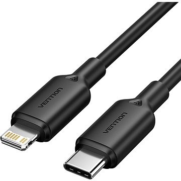 Cable USB 2.0 Tipo-C Lightning Vention LAKBH/ USB Tipo-C Macho - Lightning Macho/ Hasta 27W/ 480Mbps/ 2m/ Negro